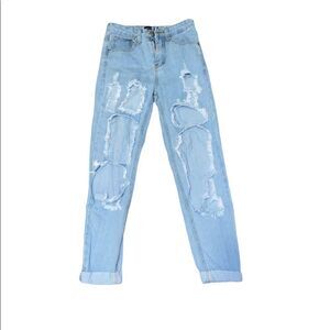 Womens Light Denim Ripped Jeans Size 2